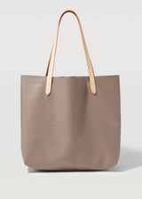 A straight on view of the buttery soft Australian Made Taupe Bespoke Tote from Charlie Middleton.