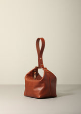 Tan Brown Australian Made Full Grain leather handbag dumpling bag style