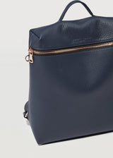 Navy Nappa Medium Backpack