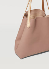 A cut view of the buttery soft Australian Made Ballet Bespoke Tote, highlighting the details of the full grain leather, handle and hardware from Charlie Middleton.