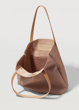 A close view of the buttery soft Australian Made Ballet Bespoke Tote. Showing the inside pocket of the tote bag and Charlie Middleton logo.