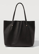 A straight on view of the buttery soft Australian Made Black Nappa Bespoke Tote from Charlie Middleton.