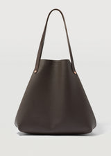 A front view of the Australian made Chocolate Nappa Bespoke Tote from Charlie Middleton in a buttery soft cowhide.