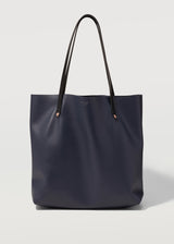 A straight on view of the buttery soft Australian Made Navy Nappa Bespoke Tote from Charlie Middleton.