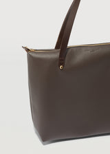 Chocolate Nappa Bespoke Zip tote