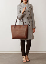 Cognac Bespoke Zip Tote