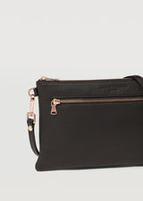 Black Nappa Dual Zip Crossbody