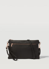 Black Nappa Dual Zip Crossbody