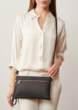 Black Nappa Dual Zip Crossbody