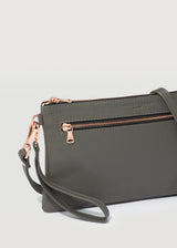 Grey Nappa Dual Zip Crossbody