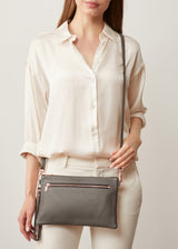 Grey Nappa Dual Zip Crossbody