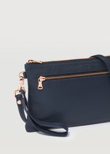 Navy Nappa Dual Zip Crossbody