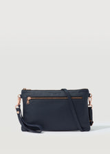 Navy Nappa Dual Zip Crossbody