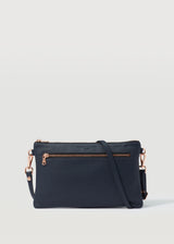 Navy Nappa Dual Zip Crossbody