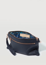 Navy Nappa Dual Zip Crossbody