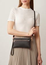 Black Nappa Mini Dual Zip Crossbody
