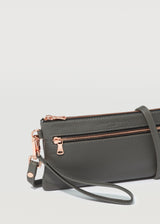 Grey Nappa Mini Dual Zip Crossbody