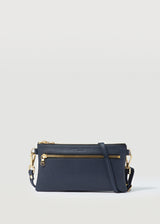 Navy Nappa Mini Dual Zip Crossbody