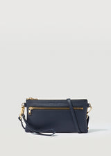 Navy Nappa Mini Dual Zip Crossbody