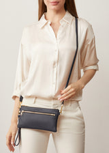 Navy Nappa Mini Dual Zip Crossbody