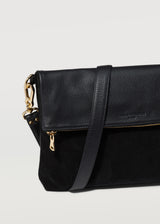 Black Two Tone Fold Over Satchel