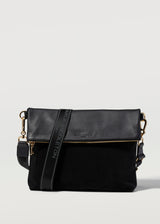 Black Two Tone Fold Over Satchel