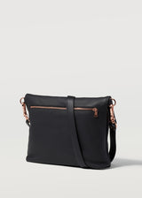 Black Nappa Fold Over Satchel