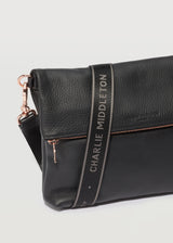 Black Nappa Fold Over Satchel