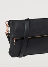 Black Nappa Fold Over Satchel