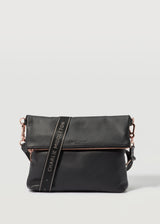 Black Nappa Fold Over Satchel