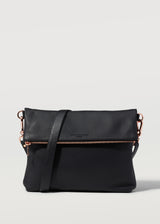 Black Nappa Fold Over Satchel