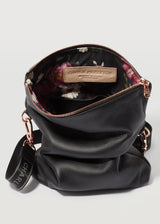 Black Nappa Fold Over Satchel