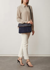 Midnight Two Tone Fold Over Satchel