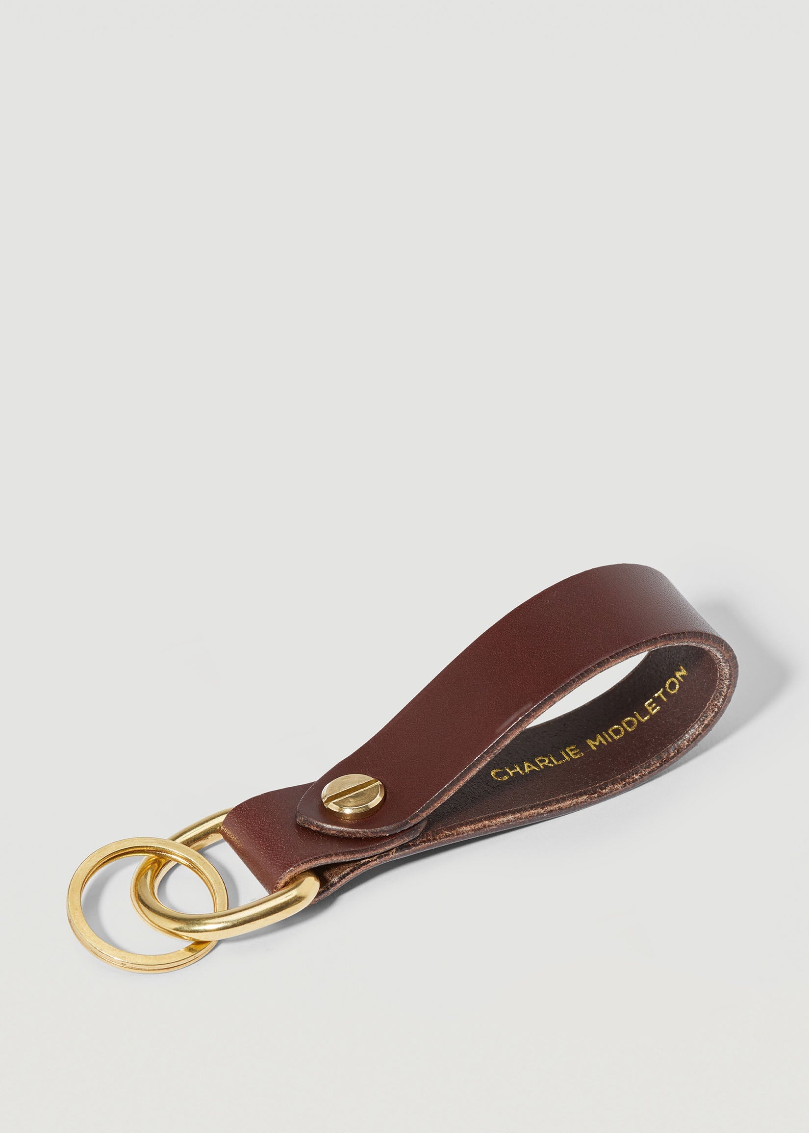 A stunning Handmade Vegetable tanned Leather key ring - solid brass Handmade in Australia to last a lifetime