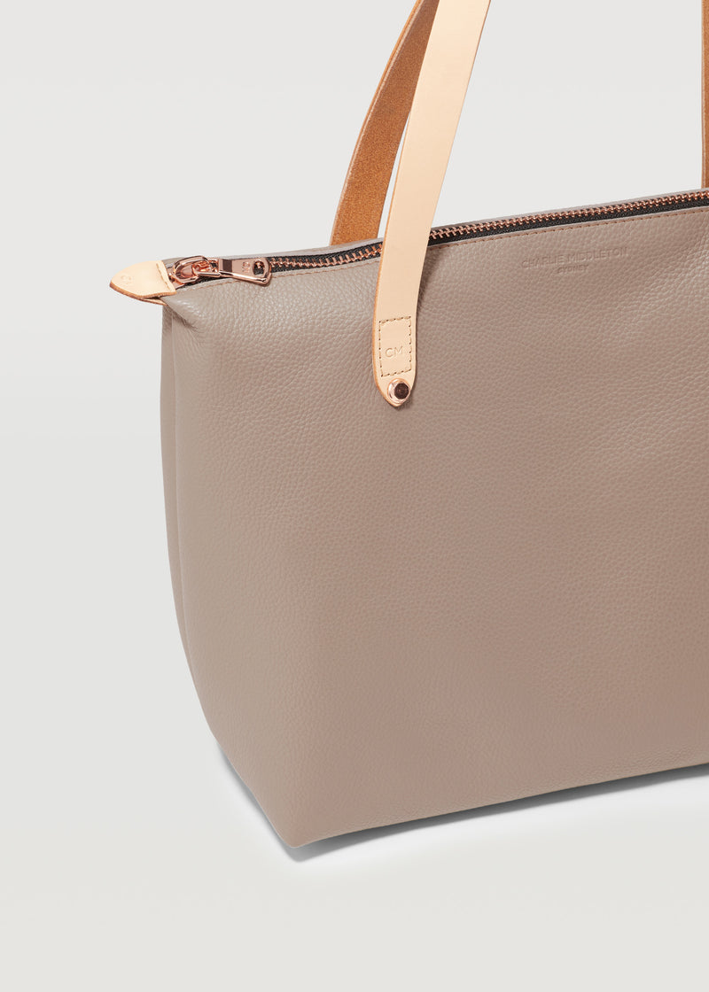 Taupe Mini Bespoke Zip Tote