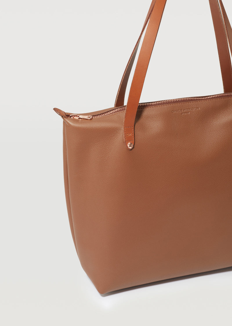 Tan Nappa Bespoke Zip Tote