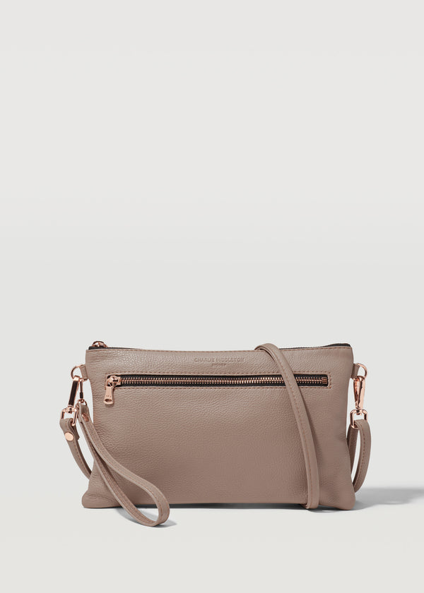 Taupe Dual Zip Crossbody