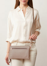 Taupe Dual Zip Crossbody