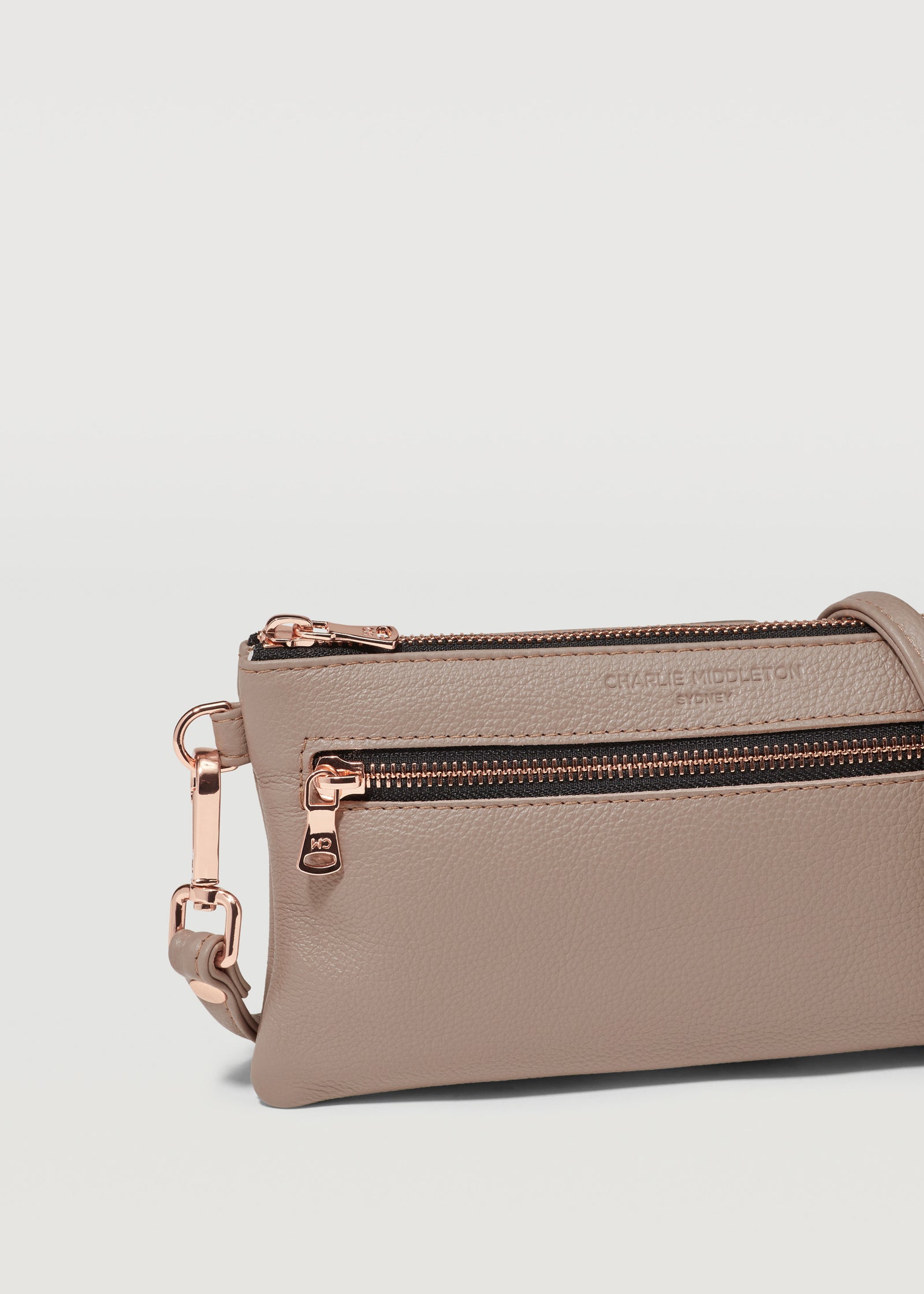 Taupe Mini Dual Zip Crossbody – Charlie Middleton
