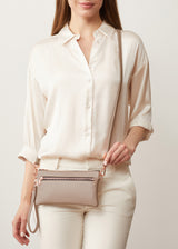 Taupe Mini Dual Zip Crossbody