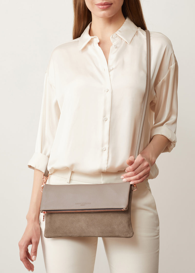 Taupe Two Tone Weekend Crossbody