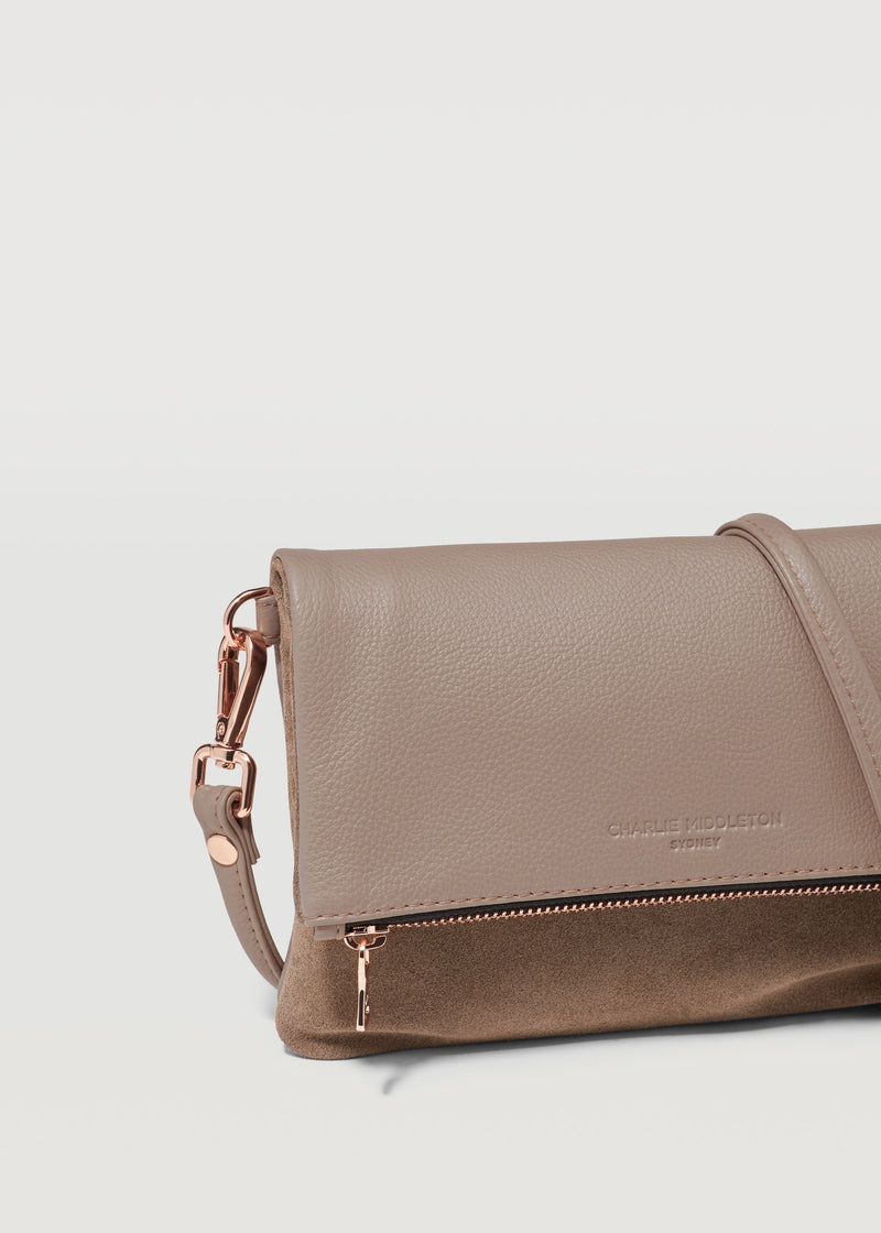 Taupe Two Tone Mini Weekend Crossbody