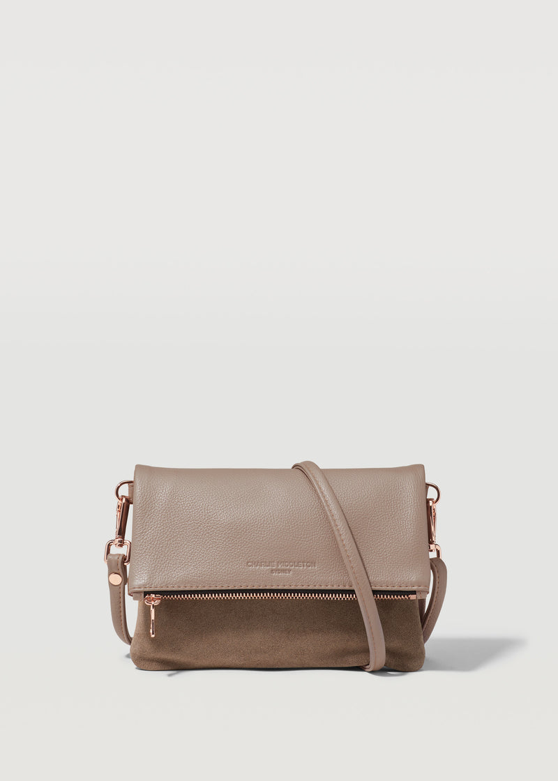 Taupe Two Tone Mini Weekend Crossbody