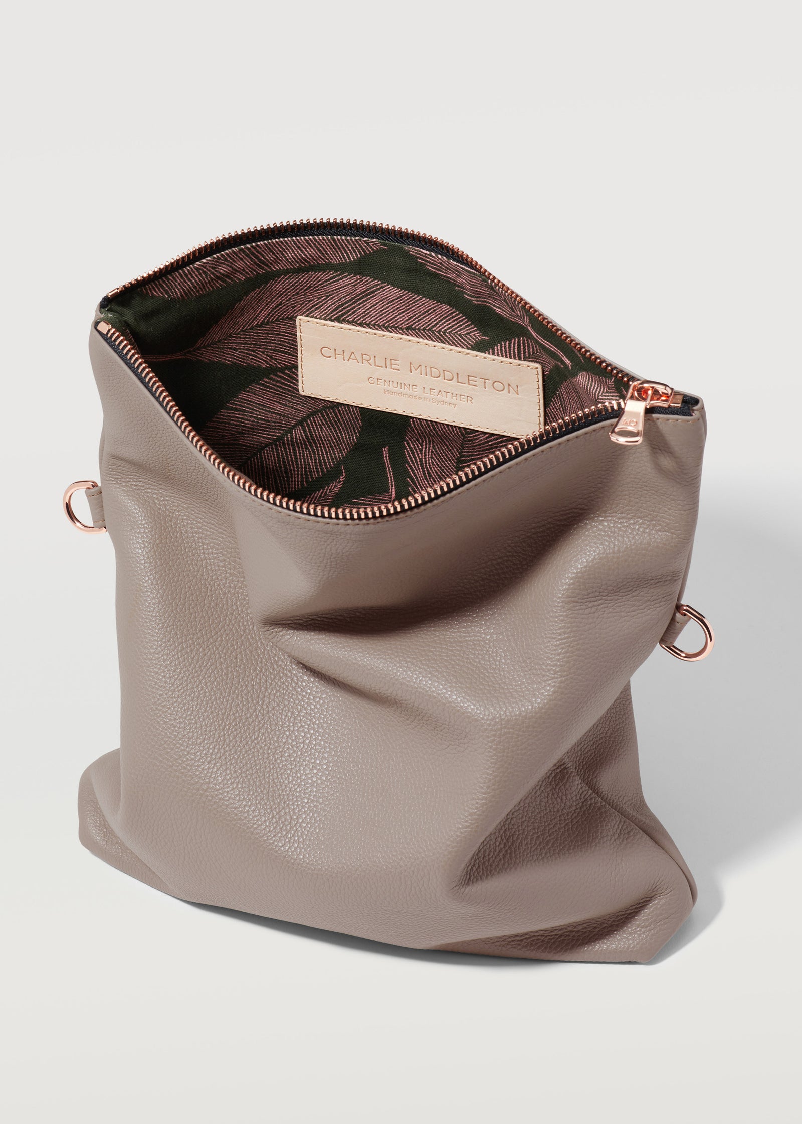 Taupe Fold Over Satchel – Charlie Middleton