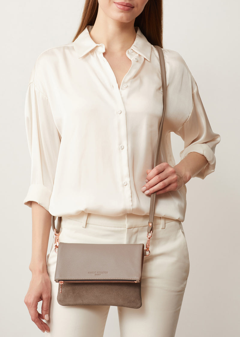 Taupe Two Tone Mini Weekend Crossbody