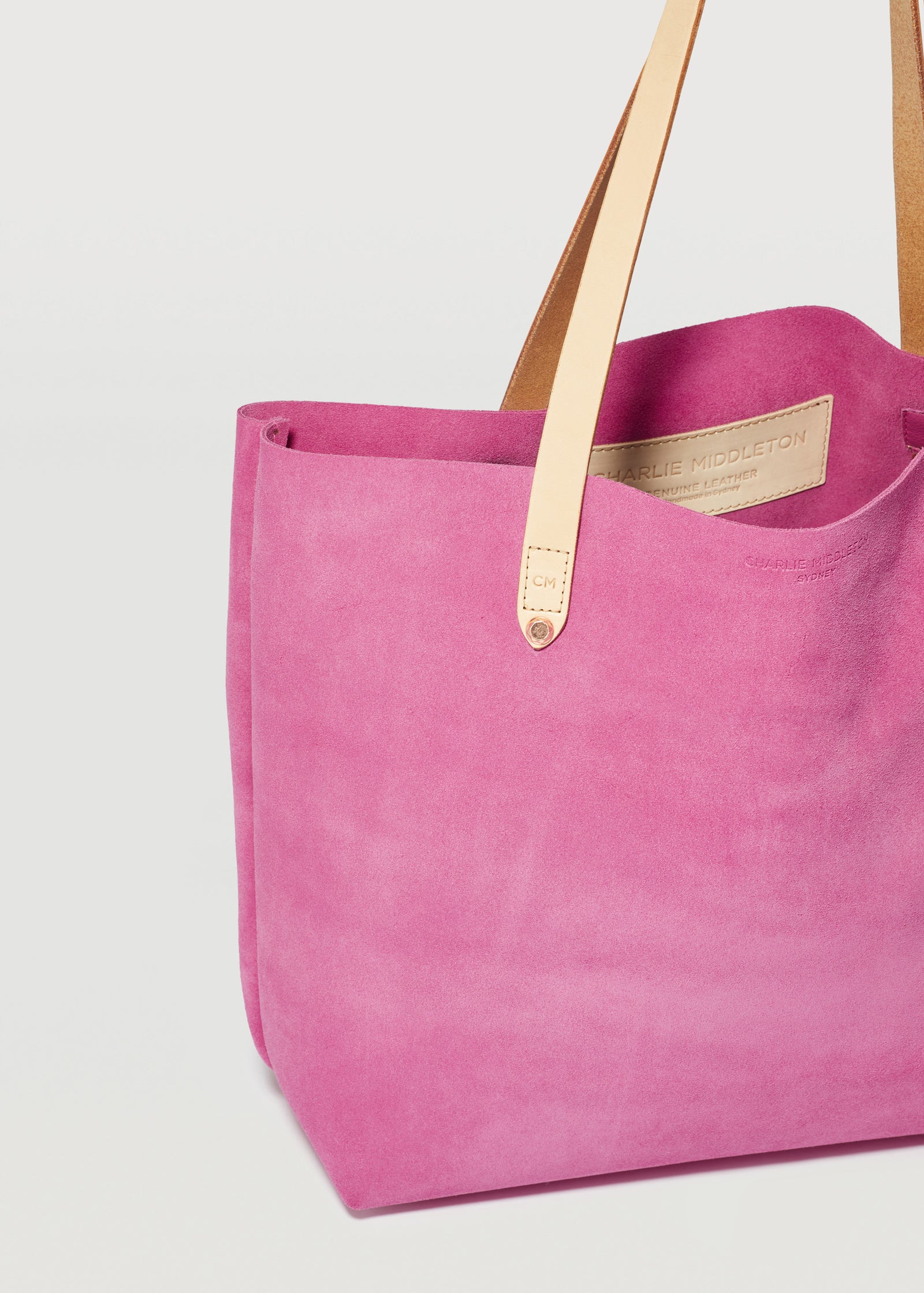 Lottusse shops pink suede tote