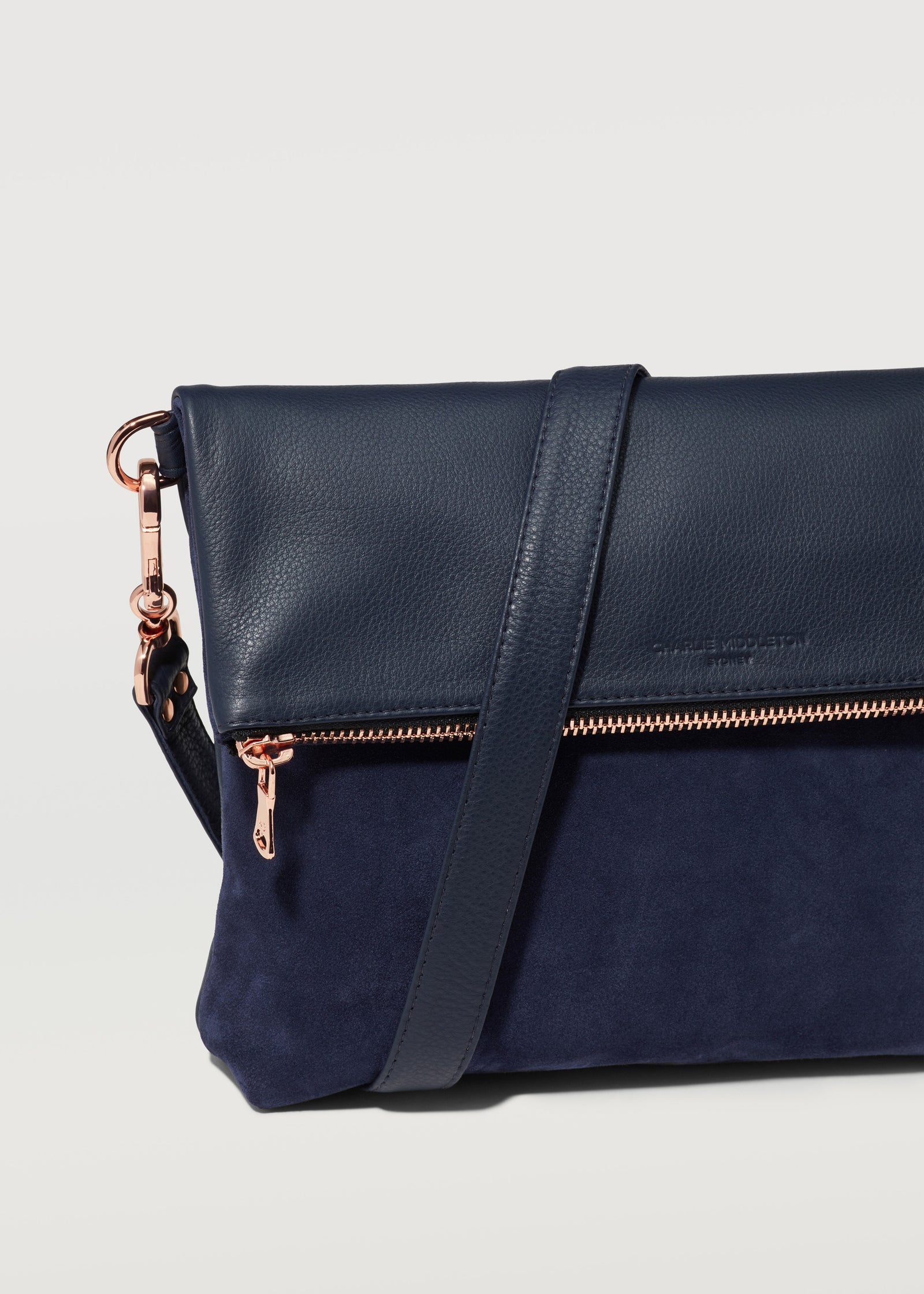 Midnight Two Tone Fold Over Satchel – Charlie Middleton