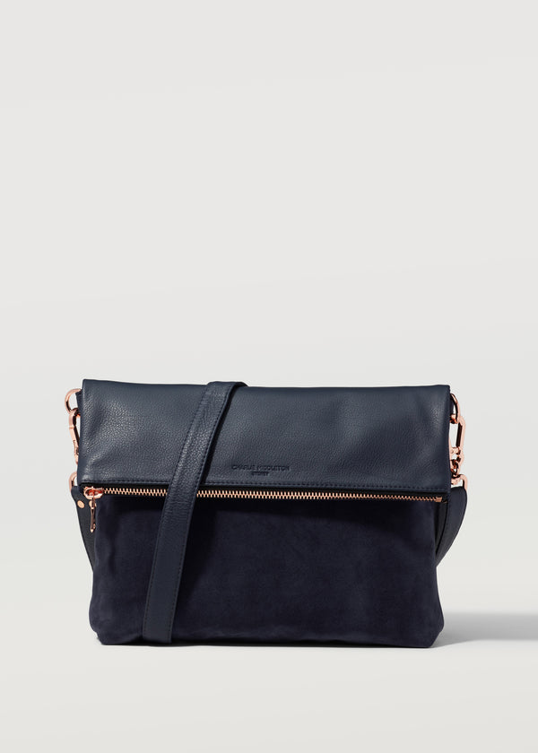 Midnight Two Tone Fold Over Satchel